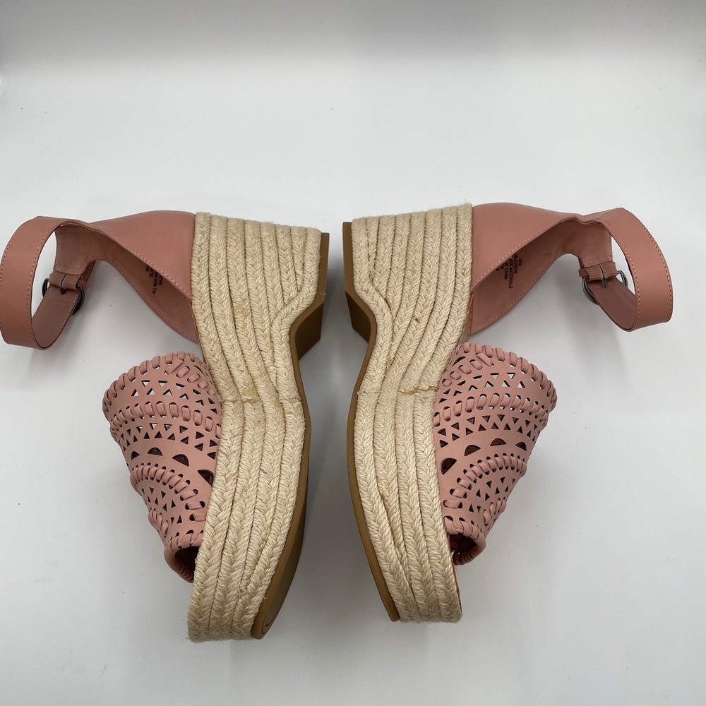 Indigo Rd Jordie Wedge Sandals Pink Laser Cut Espadrille Womens 9 Boho Platform - Picture 7 of 8